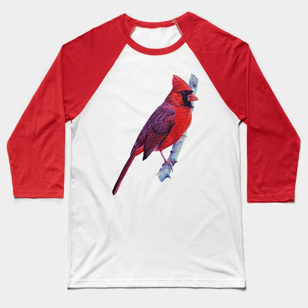 Northern Cardinal in Spring painting (no background) Baseball T-Shirt by EmilyBickell